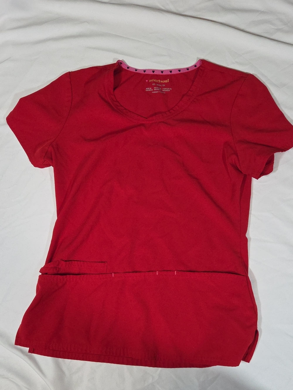 Heartsoul Red Scrub Top Size XS